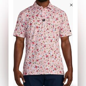 Men's Pink Floral Polo Shirt Bad Birdie